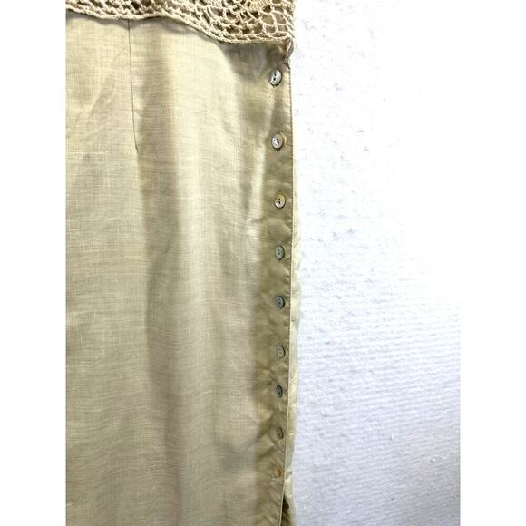 Cali Cali 100% Linen Lined Women Sleeveless‎ Midi Dress Boho Tan - Picture 5 of 10